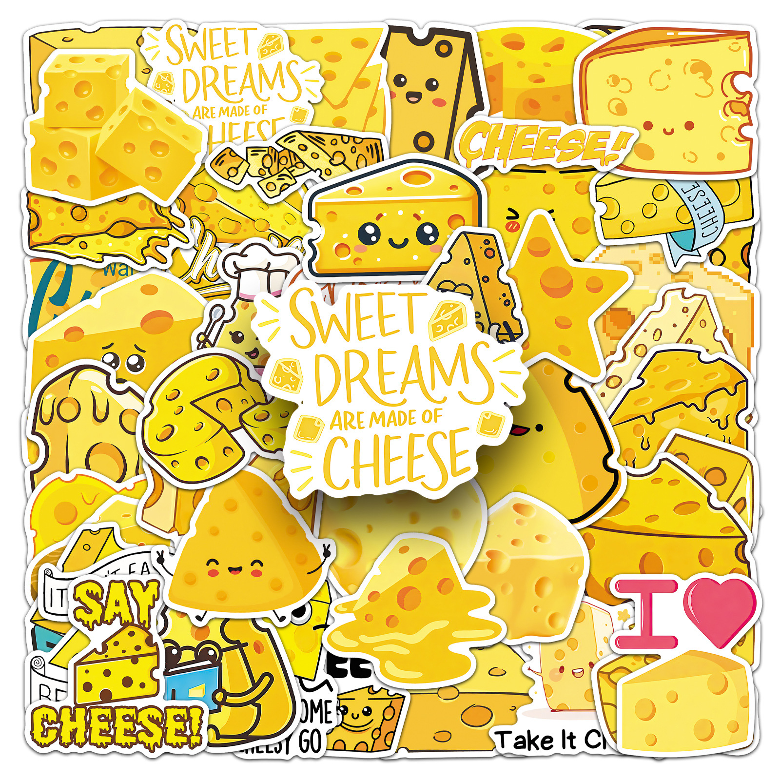 Food Storage In Cabinets - 50 PCS Cartoon Cheese Food Doodle