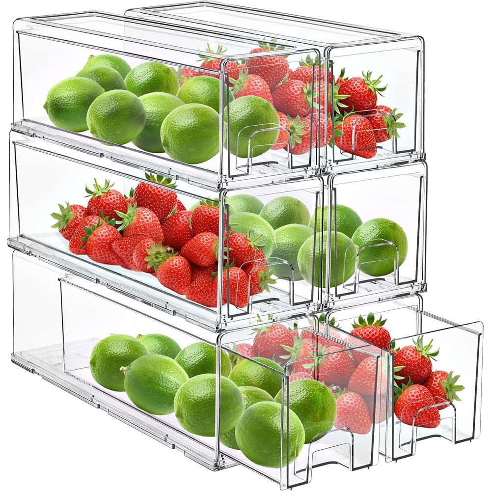 Food Storage Without Pantry - Stackable Acrylic Storage Bins with Pull-Out