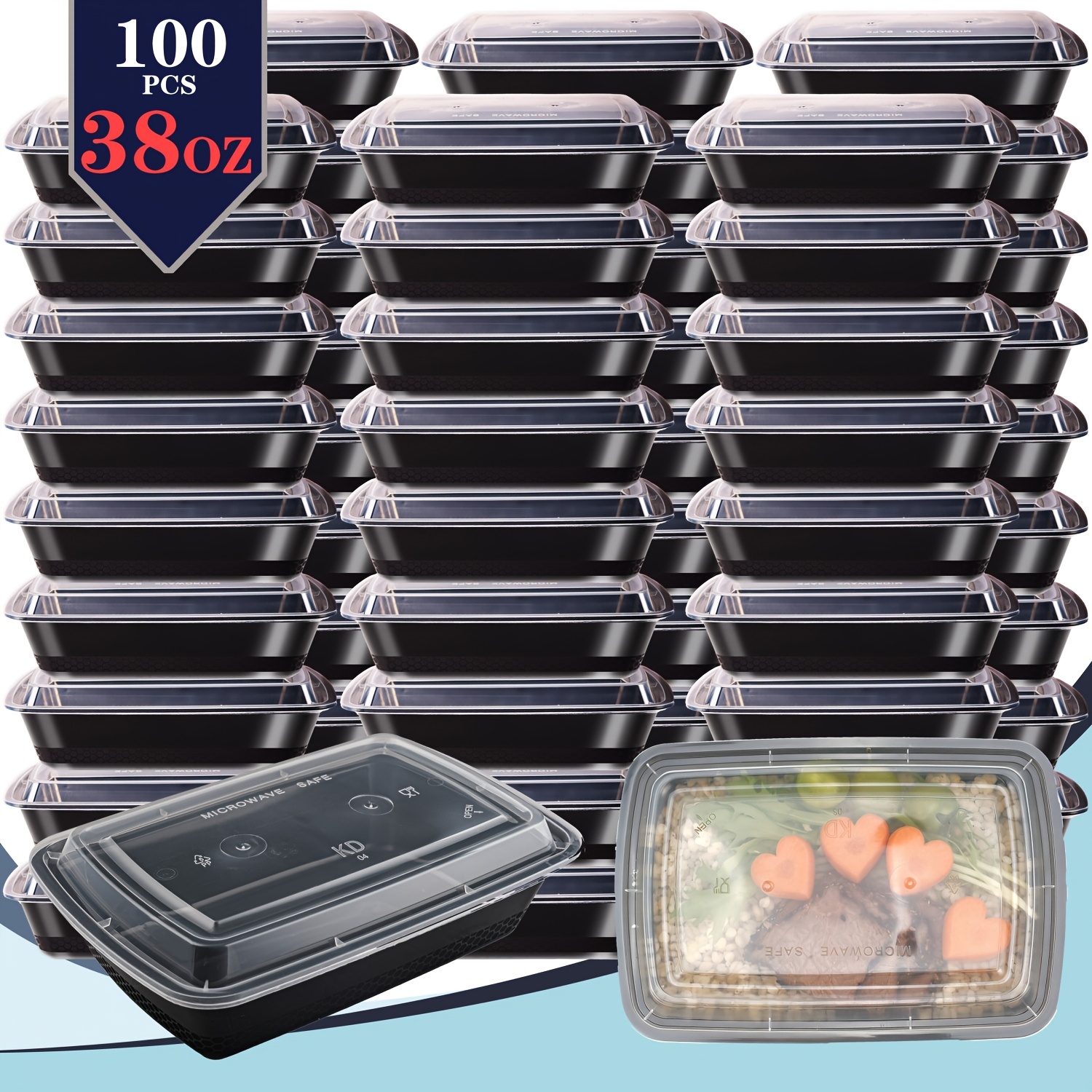 Food Storage Safe - usBlack 100pcs (50 Containers & 50