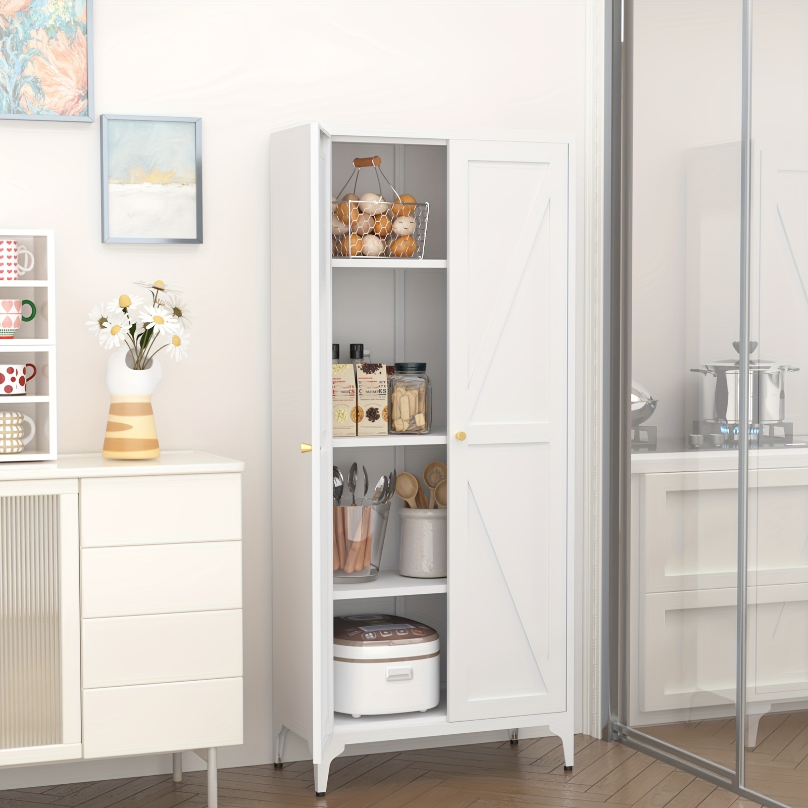 Food Storage Without Pantry - Metal Storage Cabinet, Metal Kitchen Pantry