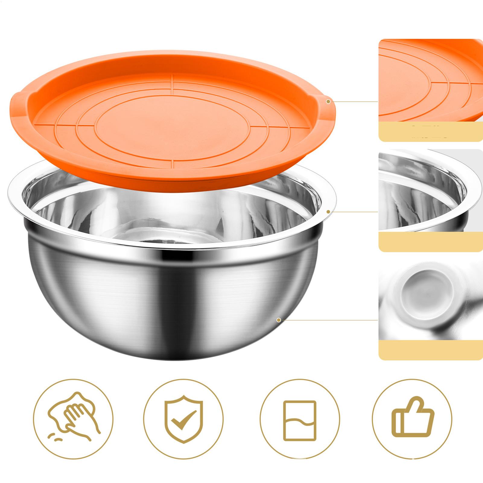 Food Storage Safe - Steel Mixing Bowls Nesting Round Non-Slip