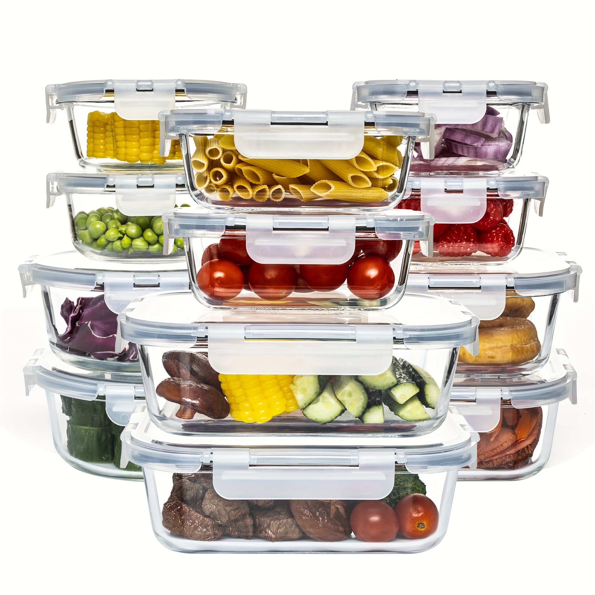 Food Storage Without Pantry - 24-Piece High Borosilicate Glass Food Storage