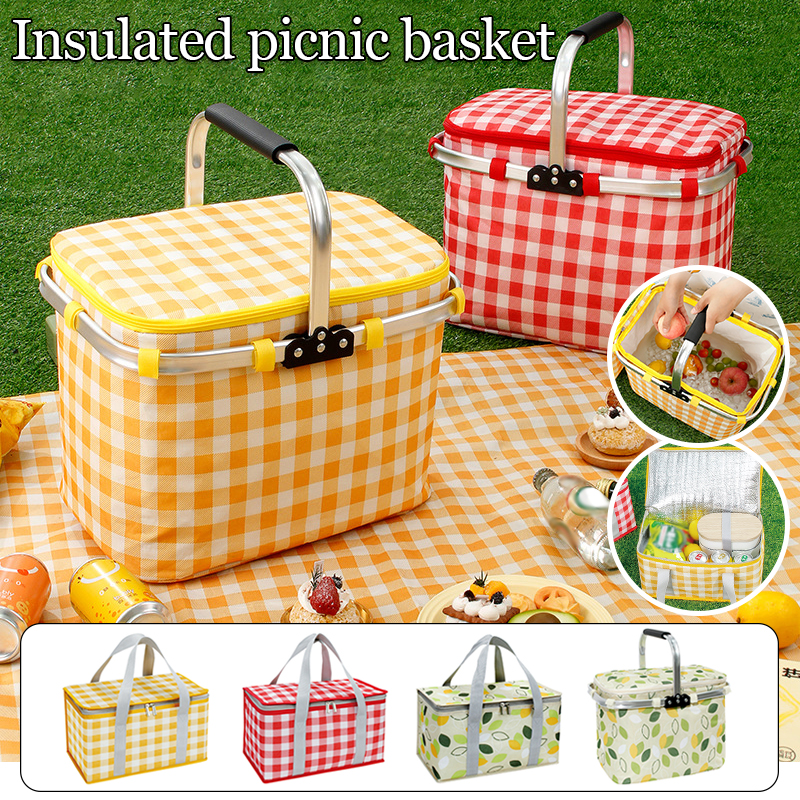 Food Storage In Cooler - Retro Pastoral Lunch Bag Folding Outdoor