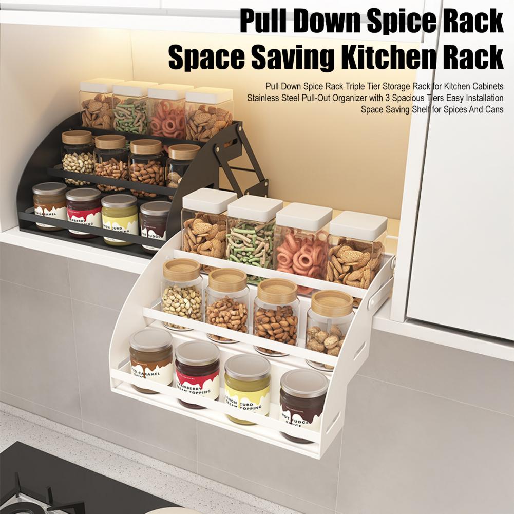 Food Storage In Cabinets - Triple Tier Spice Organizer 3-tier Pull