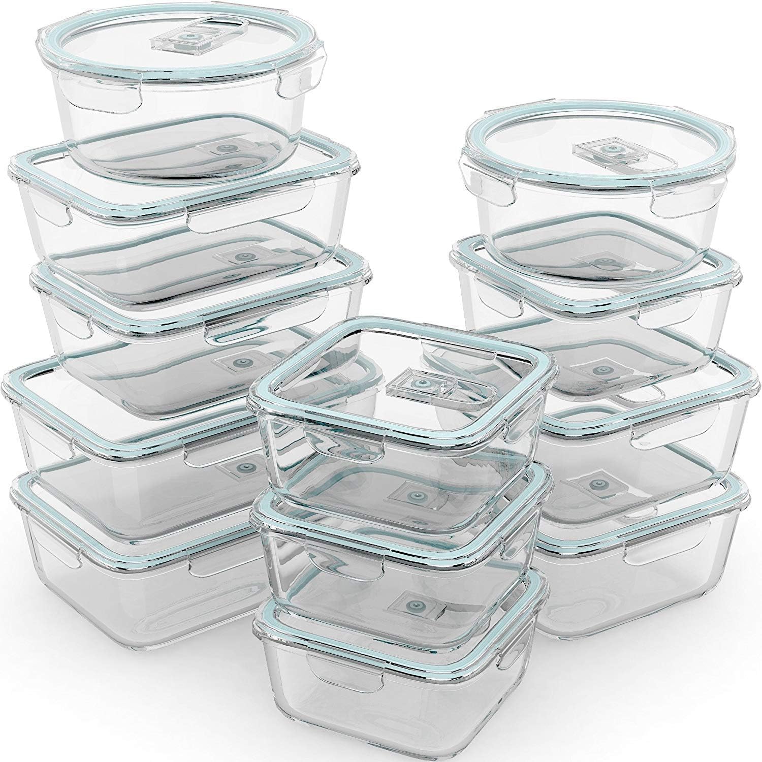 Food Storage Safe - 24 Pc Airtight Glass Food Storage