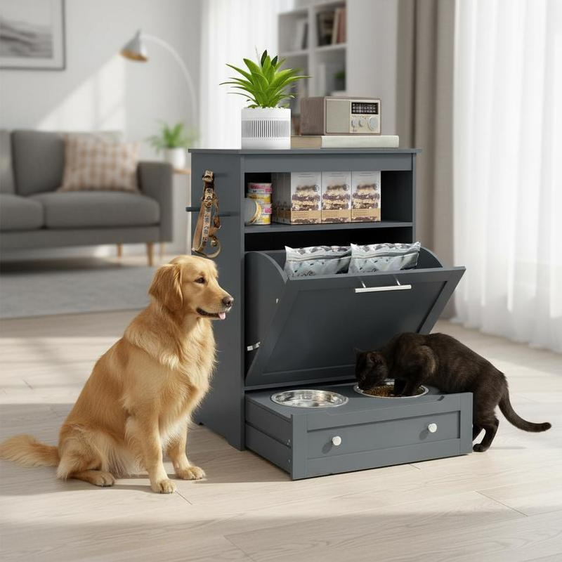 Food Storage In Cabinets - Pet Feeder Station Storage Cabinet, Dog