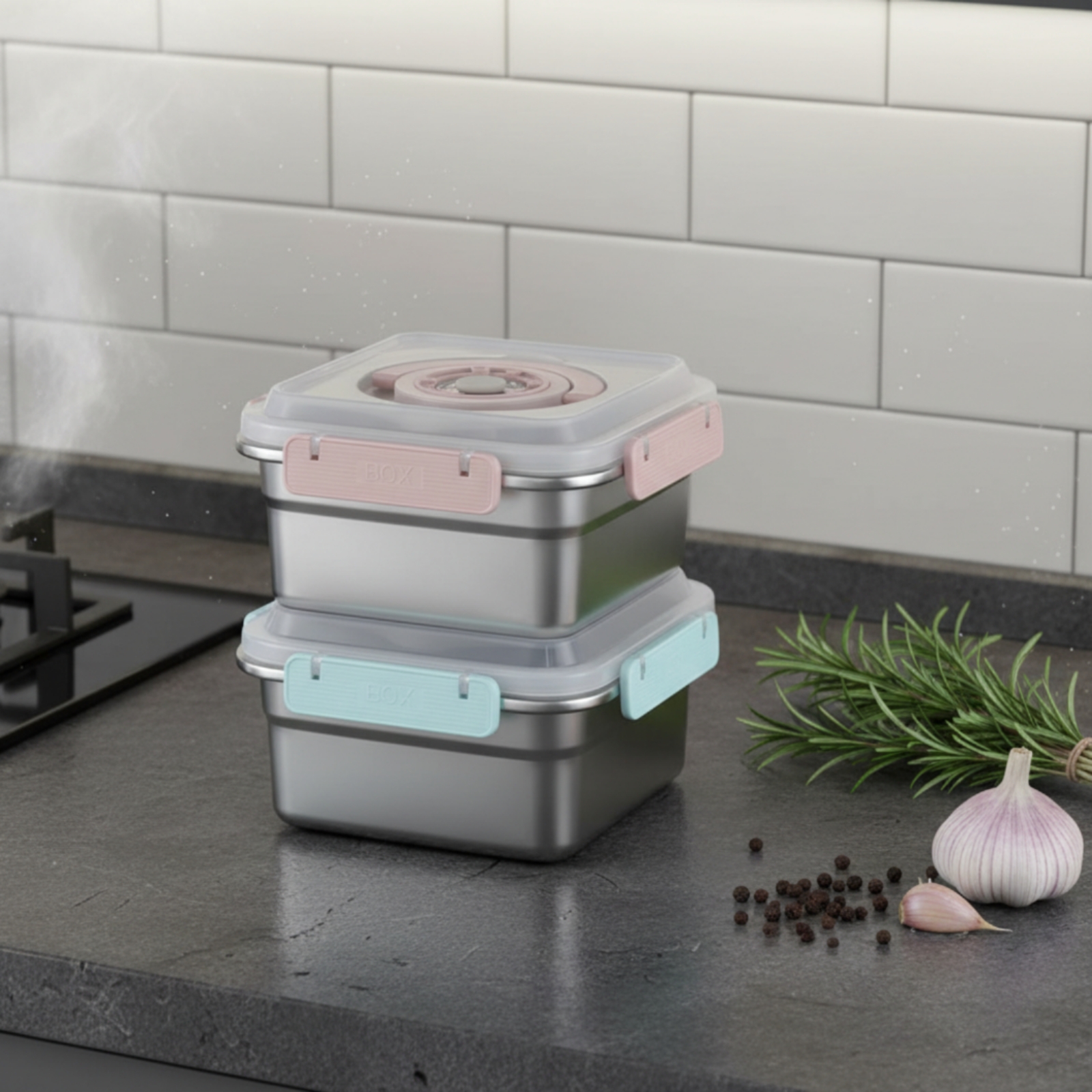 Food Storage Safe - 3 Pieces Stainless Steel Food Container