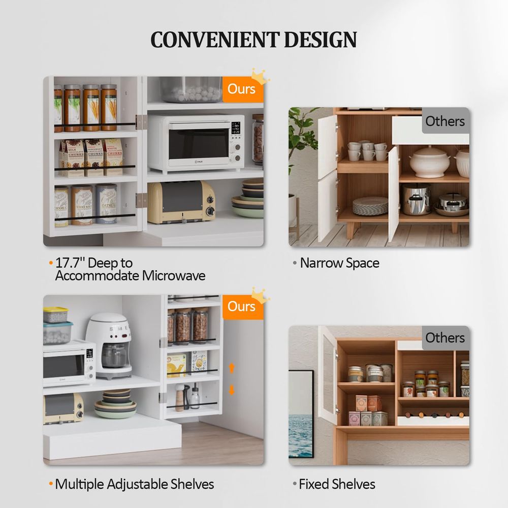 Pantry Cabinet, White Kitchen  - Food Storage In Cabinets บทวิจารณ์และราคา