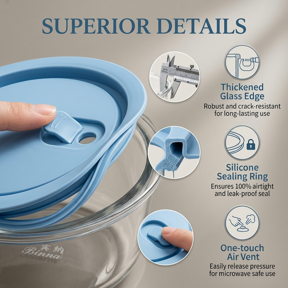 Rock Blue Round Glass Food Sto - Food Storage Safe บทวิจารณ์และราคา
