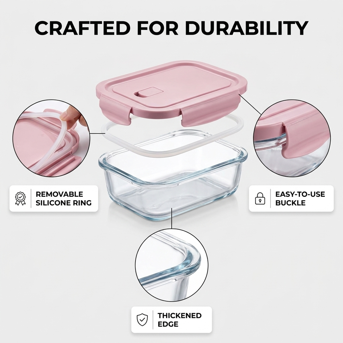 Pink Glass Food Storage Contai - Food Storage Safe บทวิจารณ์และราคา