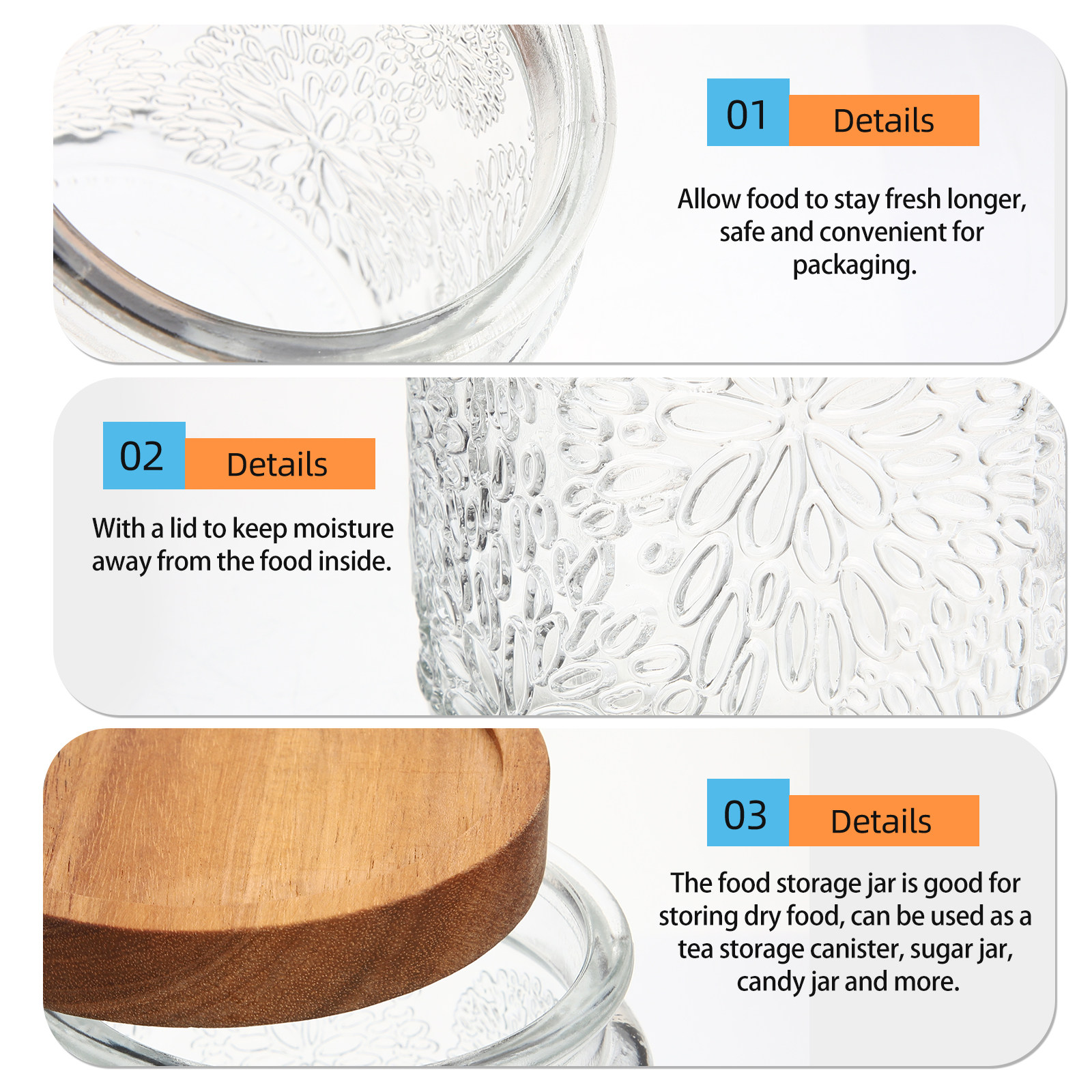 2Pcs Embossed Candy Storage Ja - Food Storage In The Kitchen บทวิจารณ์และราคา