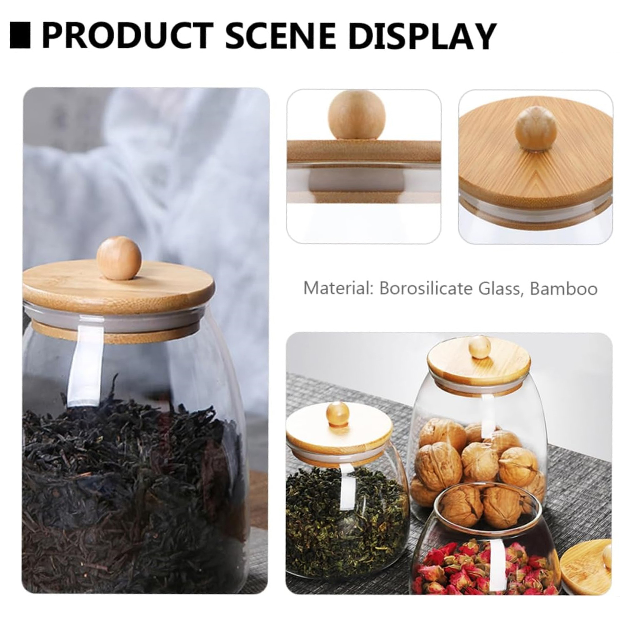 Wooden Lid Glass Sealed Jar Fo - Glass Food Storage Xl บทวิจารณ์และราคา