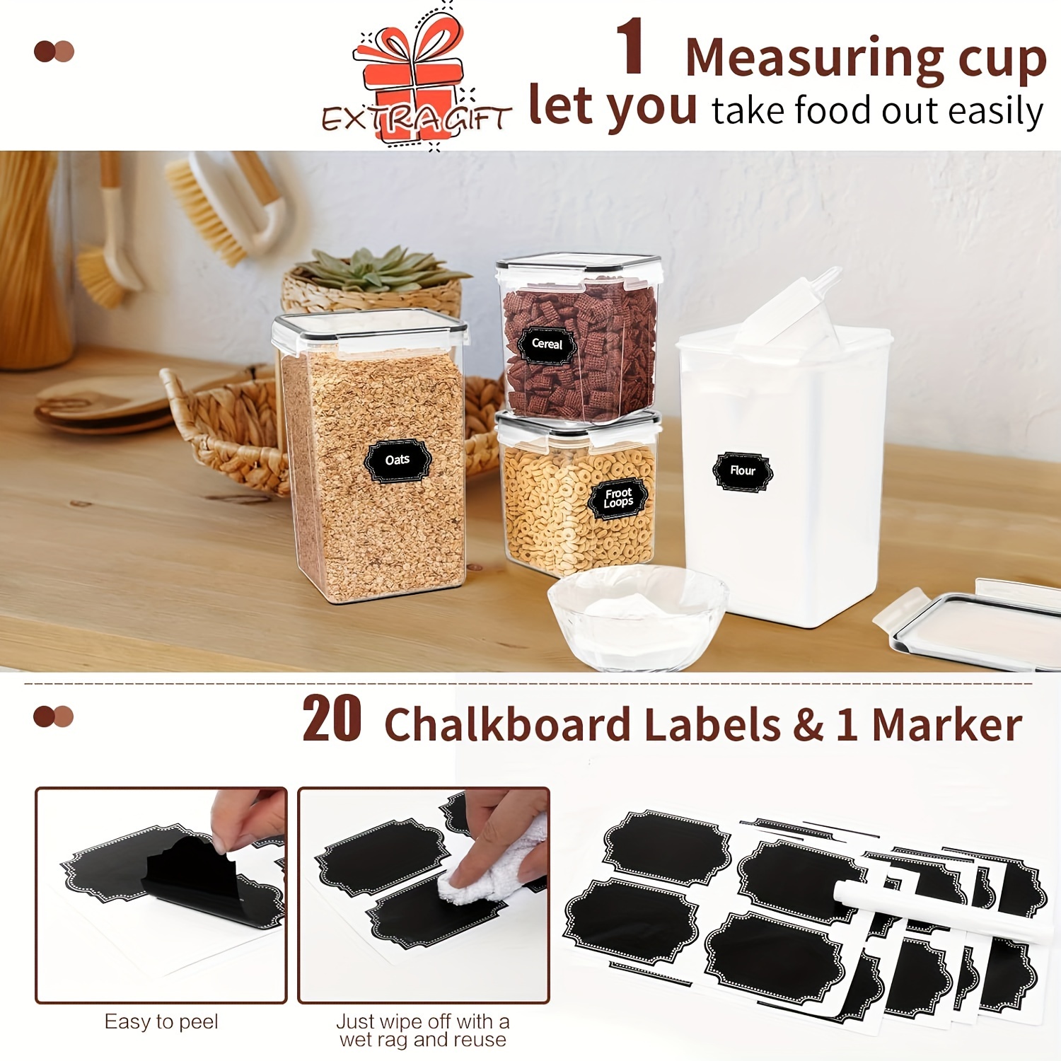 Skroam Large Airtight Food Sto - Food Storage Without Pantry บทวิจารณ์และราคา
