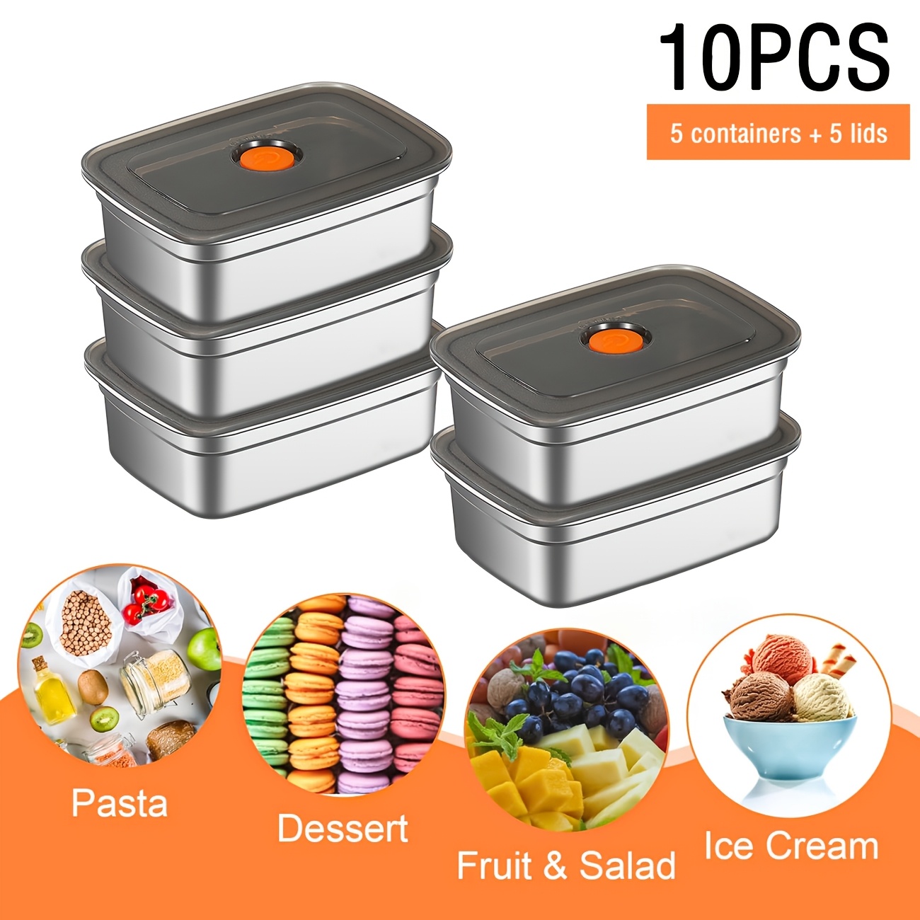 10-Piece Stainless Steel Food  - Food Storage Safe บทวิจารณ์และราคา
