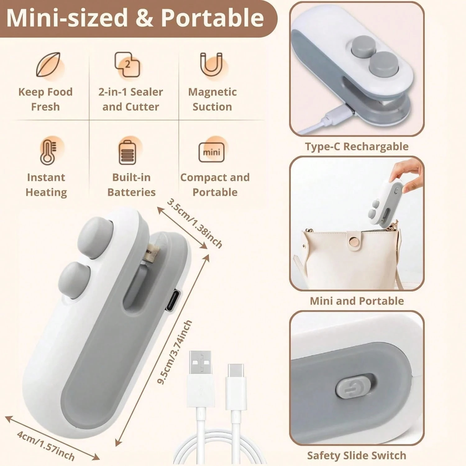 2 In 1 Mini Bag Sealer USB Rec - Food Storage Machine บทวิจารณ์และราคา
