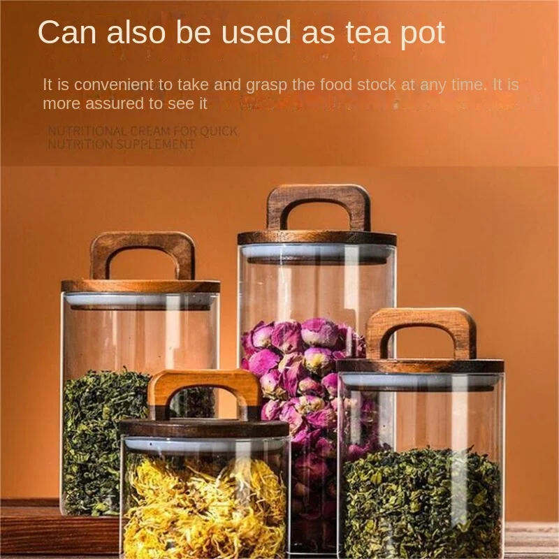 700-2100ml Wood Lid Glass Jar  - Glass Food Storage Xl บทวิจารณ์และราคา