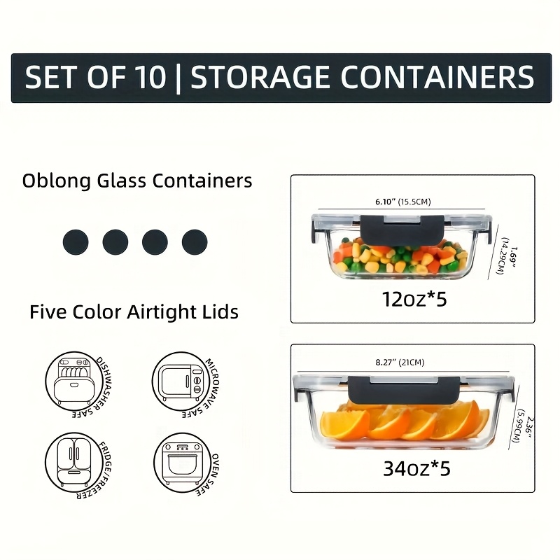 us10pcs Glass Food Storage Con - Food Storage Without Pantry บทวิจารณ์และราคา