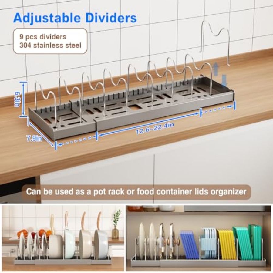 Pots and Pans Organizer Under  - Food Storage In Cabinets บทวิจารณ์และราคา