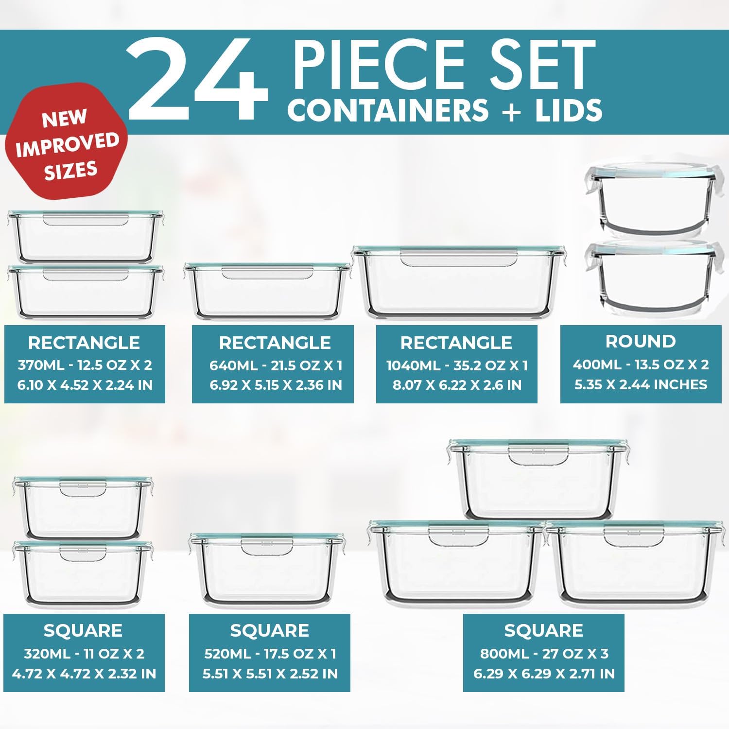 24 Pc Airtight Glass Food Stor - Food Storage Safe บทวิจารณ์และราคา