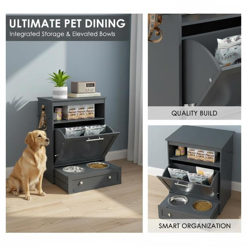 Pet Feeder Station Storage Cab - Food Storage In Cabinets บทวิจารณ์และราคา