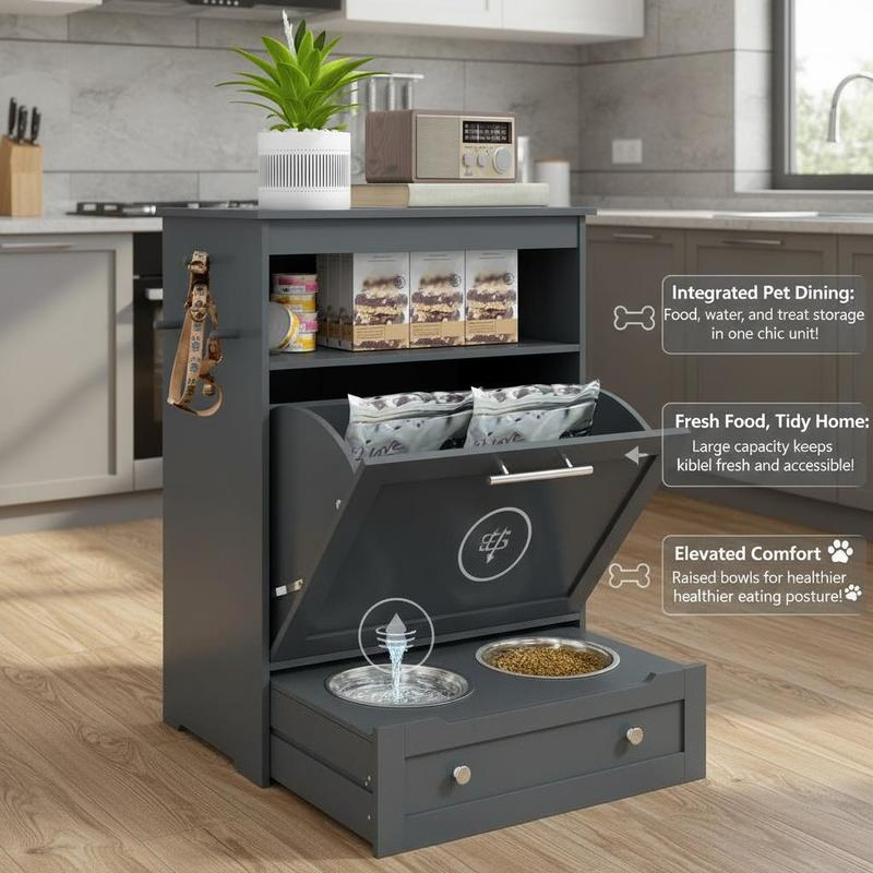 Pet Feeder Station Storage Cab - Food Storage In Cabinets บทวิจารณ์และราคา