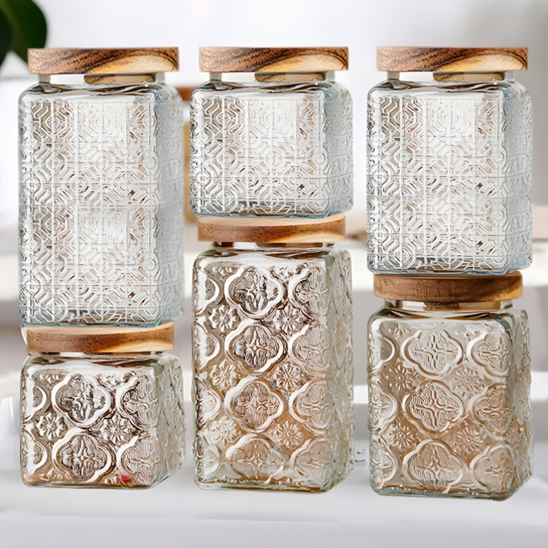 3/6pcs Glass Storage Jar With  - Food Storage Without Pantry บทวิจารณ์และราคา
