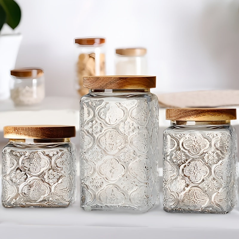 3/6pcs Glass Storage Jar With  - Food Storage Without Pantry บทวิจารณ์และราคา