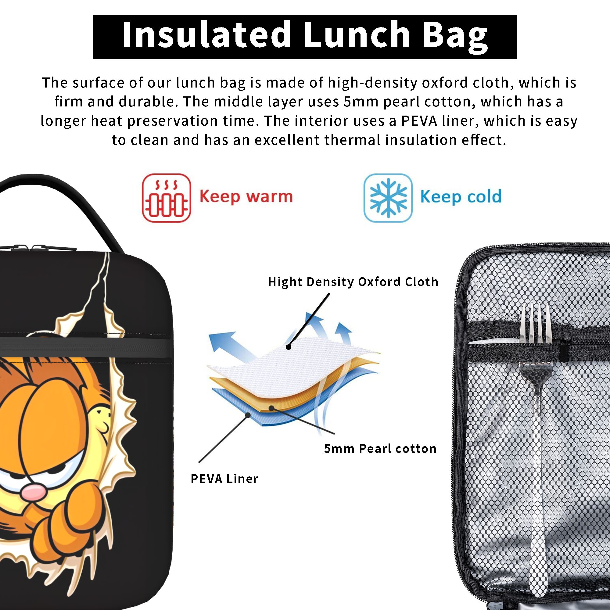 Garfielded Insulated Lunch Bag - Food Storage In Cooler บทวิจารณ์และราคา