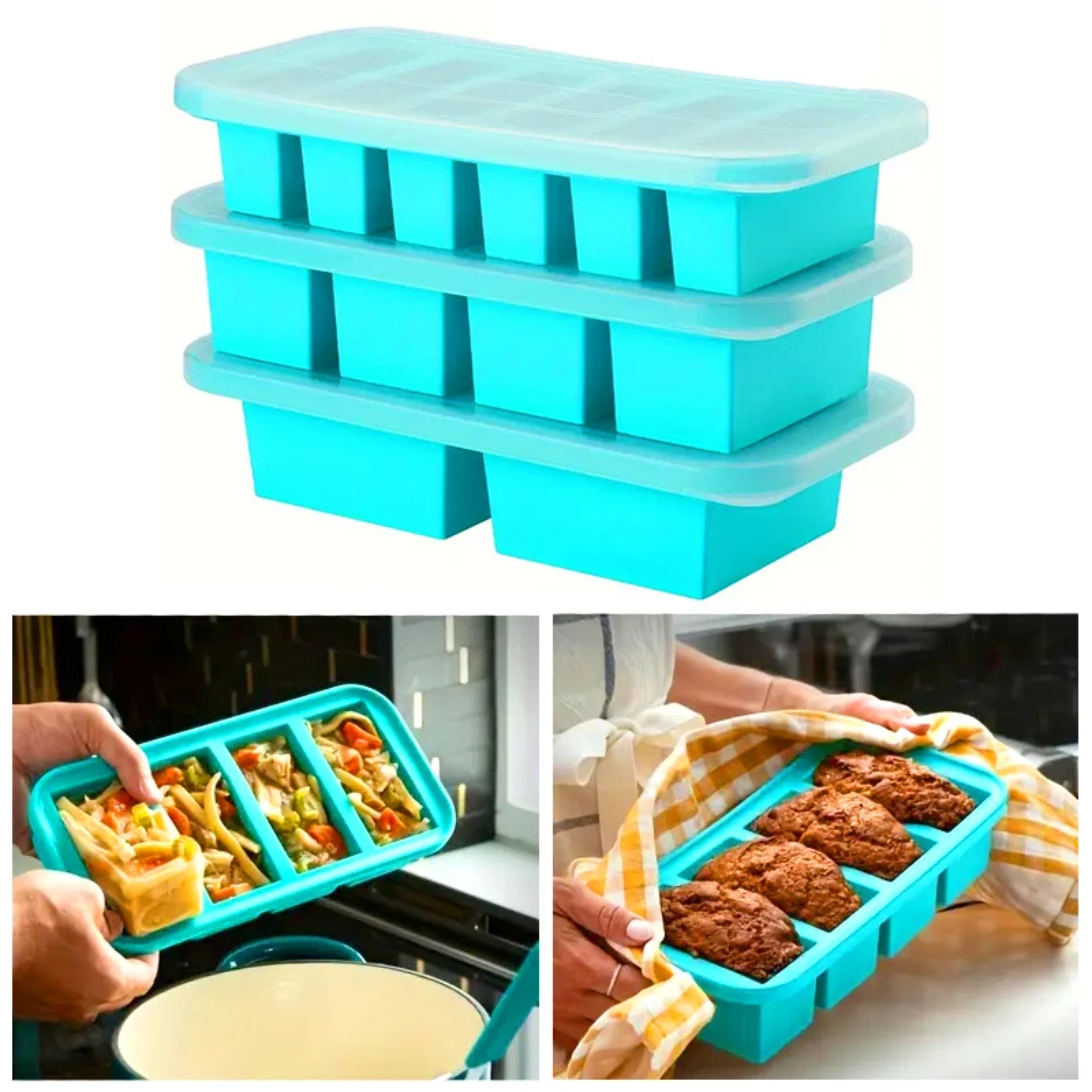 1PC 2/4/6Grid Silicone Freezer - Food Storage In Cooler บทวิจารณ์และราคา