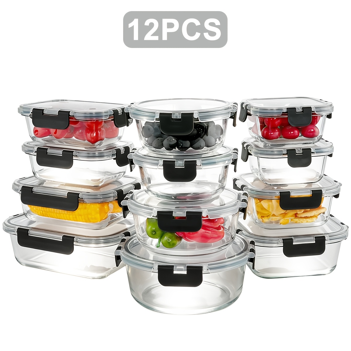 usSet of 12 Glass Durable Cont - Food Storage Without Pantry บทวิจารณ์และราคา