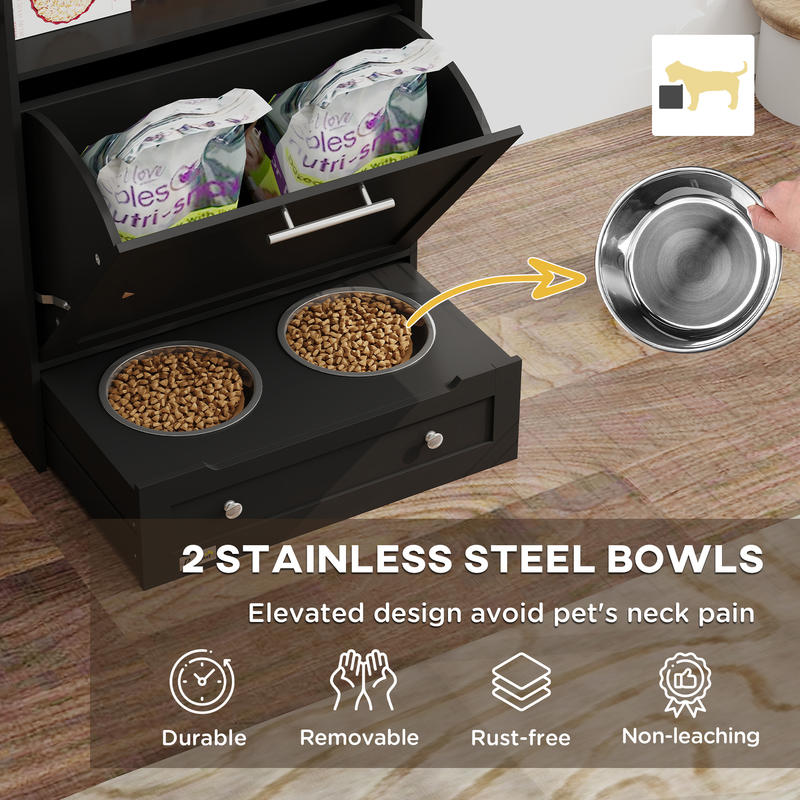 PawHut Pet Feeder Station Stor - Food Storage In Cabinets บทวิจารณ์และราคา